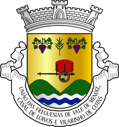 Bandeira e estandarte da União das freguesias de Vale de Mendiz, Casal de Loivos e Vilarinho de Cotas - Vale de Mendiz, Casal de Loivos and Vilarinho de Cotas civil parishes union, coat-of-arms Bandeira e estandarte da União das freguesias de Vale de Mendiz, Casal de Loivos e Vilarinho de Cotas - Vale de Mendiz, Casal de Loivos and Vilarinho de Cotas civil parishes union, coat-of-arms