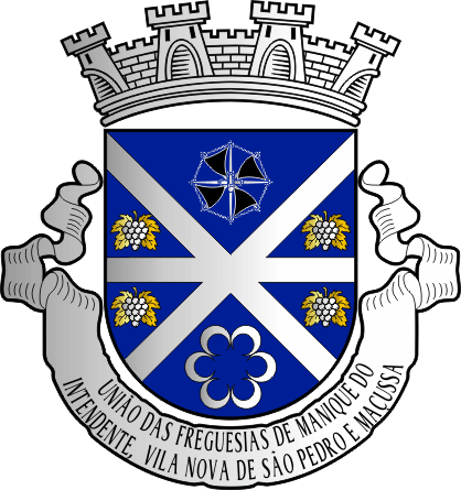 Brasão da União das freguesias de Manique do Intendente, Vila Nova de São Pedro e Maçussa - Manique do Intendente, Vila Nova de São Pedro and Maçussa civil parishes union coat-of-arms Brasão da União das freguesias de Manique do Intendente, Vila Nova de São Pedro e Maçussa - Manique do Intendente, Vila Nova de São Pedro and Maçussa civil parishes union coat-of-arms