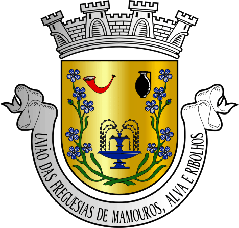 Brasão da União das freguesias de Mamouros, Alva e Ribolhos - Mamouros, Alva and Ribolhos civil parishes union coat-of-arms Brasão da União das freguesias de Mamouros, Alva e Ribolhos - Mamouros, Alva and Ribolhos civil parishes union coat-of-arms