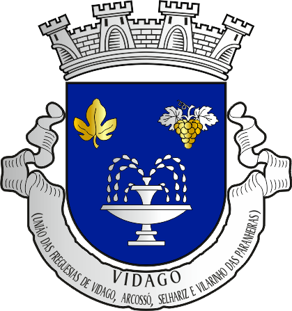 Brasão de Vidago (União das freguesias de Vidago, Arcossó, Selhariz e Vilarinho das Paranheiras) - Vidago (Vidago, Arcossó, Selhariz e Vilarinho das Paranheiras civil parishes union), coat-of-arms Brasão de Vidago (União das freguesias de Vidago, Arcossó, Selhariz e Vilarinho das Paranheiras) - Vidago (Vidago, Arcossó, Selhariz e Vilarinho das Paranheiras civil parishes union), coat-of-arms