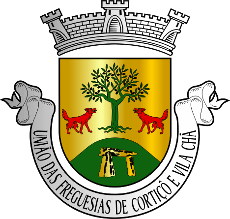 Brasão da União das freguesias de Cortiçô e Vila Chã - Cortiçô and Vila Chã civil parishes union coat-of-arms Brasão da União das freguesias de Cortiçô e Vila Chã - Cortiçô and Vila Chã civil parishes union coat-of-arms