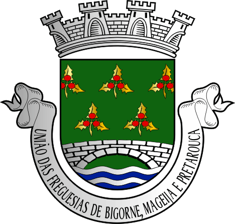 Brasão da União das freguesias de Bigorne, Mageija e Pretarouca - Bigorne, Mageija and Pretarouca civil parishes union coat-of-arms Brasão da União das freguesias de Bigorne, Mageija e Pretarouca - Bigorne, Mageija and Pretarouca civil parishes union coat-of-arms