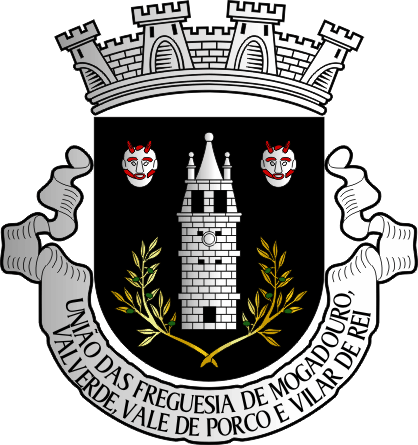 Brasão da União das freguesias de Mogadouro, Valverde, Vale de Porco e Vilar de Rei - Mogadouro, Valverde, Vale de Porco and Vilar de Rei civil parishes union coat-of-arms Brasão da União das freguesias de Mogadouro, Valverde, Vale de Porco e Vilar de Rei - Mogadouro, Valverde, Vale de Porco and Vilar de Rei civil parishes union coat-of-arms
