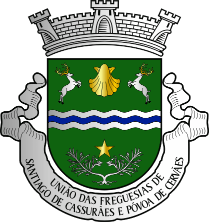 Brasão da União das freguesias de Santiago de Cassurrães e Póvoa de Cervães - Santiago de Cassurrães and Póvoa de Cervães civil parishes union coat-of-arms