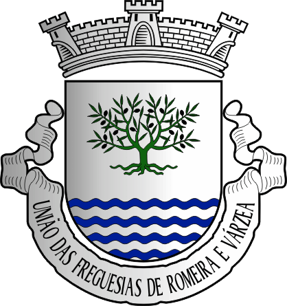 Brasão da União das freguesias de Romeira e Várzea - Romeira and Várzea civil parishes union coat-of-arms Brasão da União das freguesias de Romeira e Várzea - Romeira and Várzea civil parishes union coat-of-arms