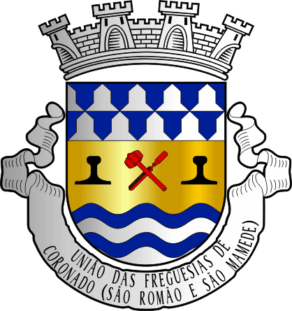 Brasão da União das freguesias de Coronado (São Romão e São Mamede) - Coronado (São Romão and São Mamede) civil parishes union coat-of-arms Brasão da União das freguesias de Coronado (São Romão e São Mamede) - Coronado (São Romão and São Mamede) civil parishes union coat-of-arms