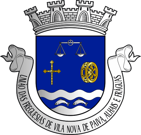 Brasão da União das freguesias de Vila Nova de Paiva, Alhais e Fráguas - Vila Nova de Paiva, Alhais and Fráguas civil parishes union coat-of-arms Brasão da União das freguesias de Vila Nova de Paiva, Alhais e Fráguas - Vila Nova de Paiva, Alhais and Fráguas civil parishes union coat-of-arms