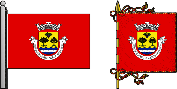 Bandeira e estandarte da União das freguesias de Aldeia do Mato e Souto - Aldeia do Mato and Souto civil parishes union flag and banner