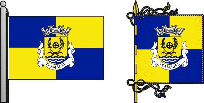 Bandeira e estandarte da freguesia de Tramagal - Tramagal civil parish, flag and banner