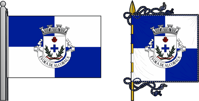 Bandeira e estandarte da freguesia de Évora de Alcobaça - Évora de Alcobaça civil parish, flag and banner