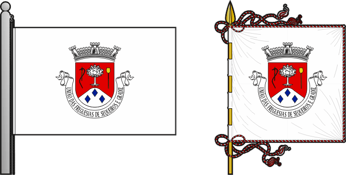 Bandeira e estandarte da União das freguesias de Sequeiros e Gradiz - Sequeiros and Gradiz civil parishes union flag and banner