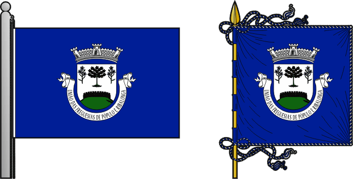 Bandeira e estandarte da União das freguesias de Pópulo e Ribalonga - Pópulo and Ribalonga civil parishes union flag and banner
