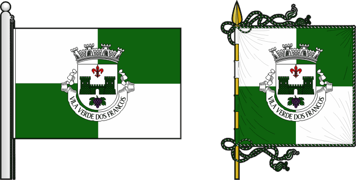 Bandeira e estandarte da freguesia de Vila Verde dos Francos - Vila Verde dos Francos civil parish, flag and banner