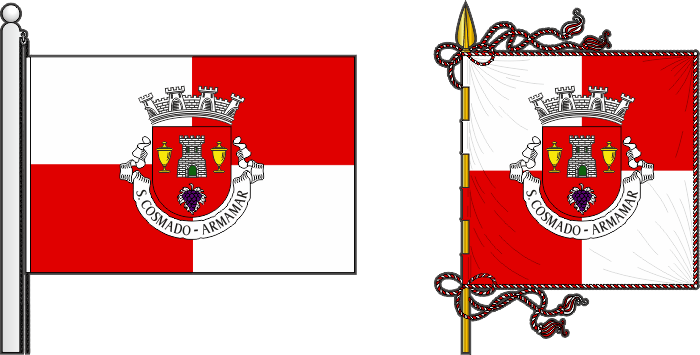 Bandeira e estandarte da freguesia de São Cosmado - São Cosmado civil parish, flag and banner
