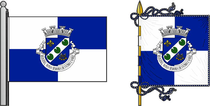 Bandeira e estandarte da freguesia de Requeixo, Nossa Senhora de Fátima e Nariz civil parish coat-of-arms flag and banner