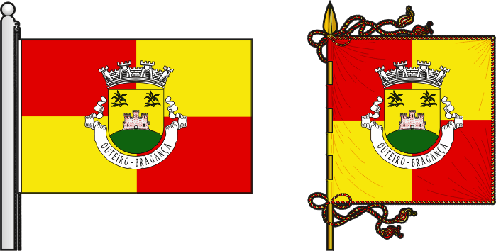 Bandeira e estandarte da freguesia de Outeiro - Outeiro civil parish, flag and banner Bandeira e estandarte da freguesia de Outeiro - Outeiro civil parish, flag and banner