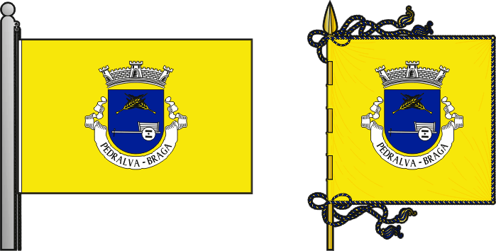 Bandeira e estandarte da freguesia de Pedralva - Pedralva civil parish, flag and banner