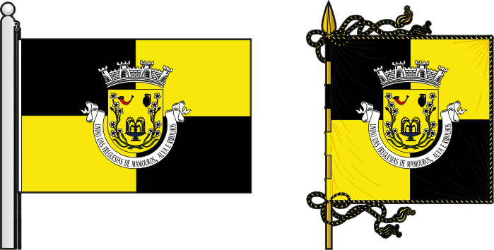 Bandeira e estandarte da União das freguesias de Mamouros, Alva e Ribolhos - Mamouros, Alva and Ribolhos civil parishes union flag and banner Bandeira e estandarte da União das freguesias de Mamouros, Alva e Ribolhos - Mamouros, Alva and Ribolhos civil parishes union flag and banner