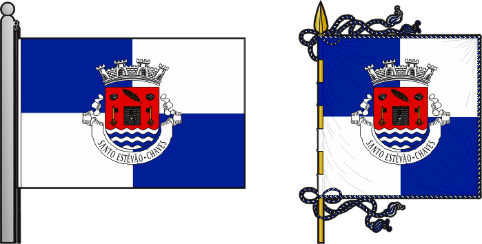 Bandeira e estandarte da freguesia de Santo Estêvão - Santo Estêvão civil parish, flag and banner