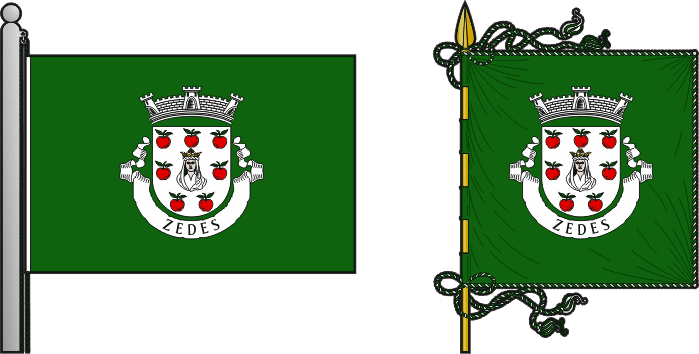 Bandeira e estandarte da antiga freguesia de Zedes - Zedes former civil parish, flag and banner