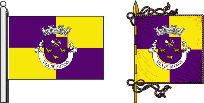 Bandeira e estandarte da freguesia de Alcains - Alcains civil parish, flag and banner