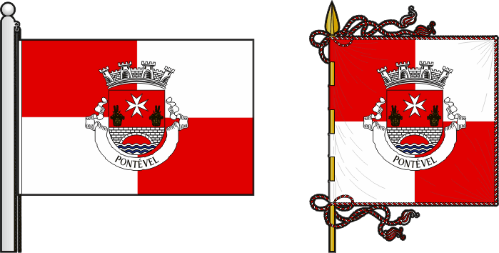 Bandeira e estandarte da freguesia de Pontével - Pontével civil parish, flag and banner