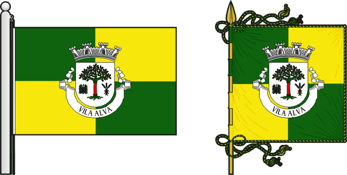 Bandeira e estandarte da freguesia de Vila Alva - Vila Alva civil parish, flag and banner Bandeira e estandarte da freguesia de Vila Alva - Vila Alva civil parish, flag and banner