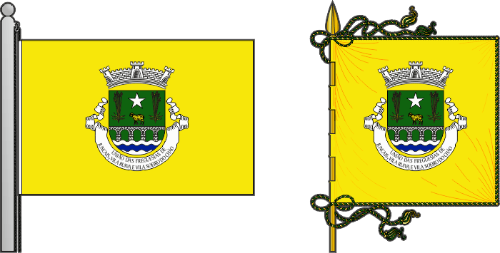 Bandeira e estandarte da União das freguesias de Juncal, Vila Ruiva e Vila Soeiro do Chão - Juncal, Vila Ruiva and Vila Soeiro do Chão civil parishes union flag and banner