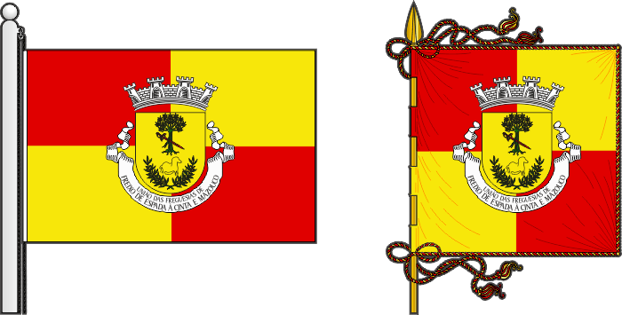 Bandeira e estandarte da União das freguesias de Freixo de Espada à Cinta e Mazouco - Freixo de Espada à Cinta and Mazouco civil parishes union flag and banner