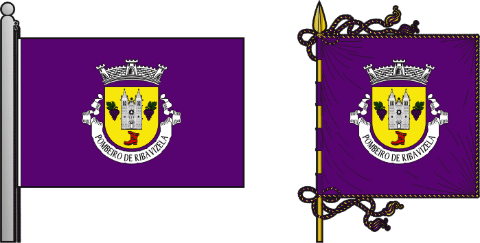 Bandeira e estandarte da freguesia de Pombeiro de Ribavizela - Pombeiro de Ribavizela civil parish, flag and banner