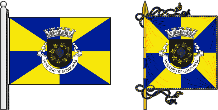 Bandeira e estandarte do Município de Gondomar - Gondomar municipal flag and banner Bandeira e estandarte do Município de Gondomar - Gondomar municipal flag and banner
