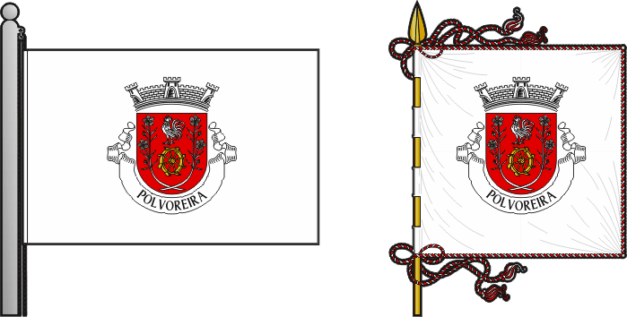 Bandeira e estandarte da freguesia de Polvoreira - Polvoreira civil parish, flag and banner