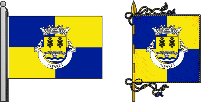 Bandeira e estandarte da freguesia de Alvares - Alvares civil parish, flag and banner