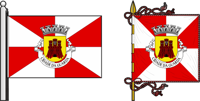 Bandeira e estandarte do Município da Guarda - Guarda municipal flag and banner Bandeira e estandarte do Município da Guarda - Guarda municipal flag and banner