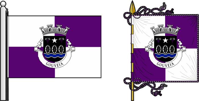Bandeira e estandarte do Município de Gouveia - Gouveia municipal flag and banner Bandeira e estandarte do Município de Gouveia - Gouveia - Macedo de Cavaleiros municipal flag and banner