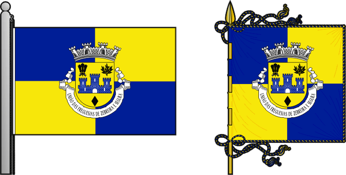 Bandeira e estandarte da União das freguesias de Zebreira e Segura - Zebreira and Segura civil parishes union flag and banner