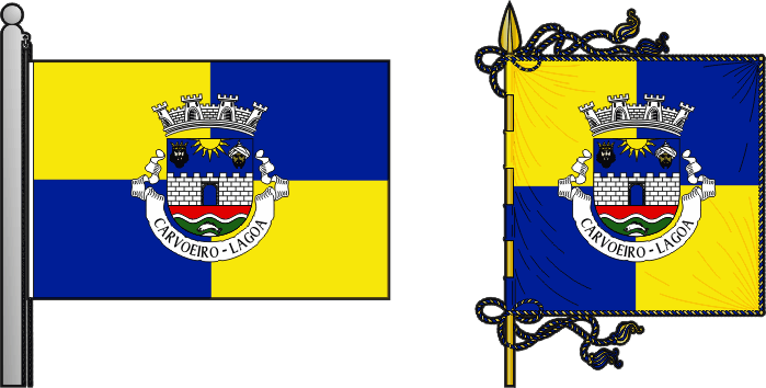 Bandeira e estandarte da antiga freguesia de Carvoeiro - Carvoeiro former civil parish, flag and banner