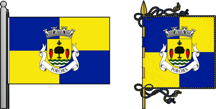 Bandeira e estandarte da freguesia de Porches - Porches civil parish, flag and banner