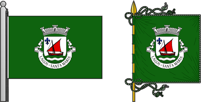 Bandeira e estandarte da antiga freguesia de Lagos (Santa Maria) - Lagos (Santa Maria) former civil parish, flag and banner Bandeira e estandarte da antiga freguesia de Lagos (Santa Maria) - Lagos (Santa Maria) former civil parish, flag and banner