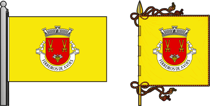 Bandeira e estandarte da freguesia de Ferreiros de Avões - Ferreiros de Avões civil parish, flag and banner