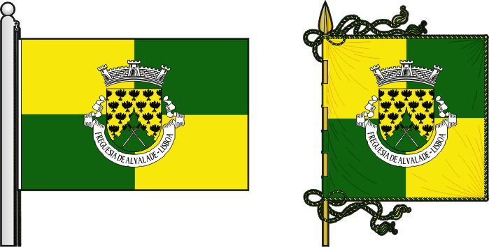 Bandeira e estandarte da antiga freguesia de Alvalade - Alvalade former civil parish, flag and banner