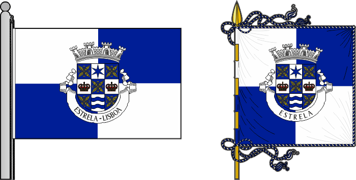 Bandeira e estandarte da Freguesia de Estrela - Estrela civil parish, flag and banner