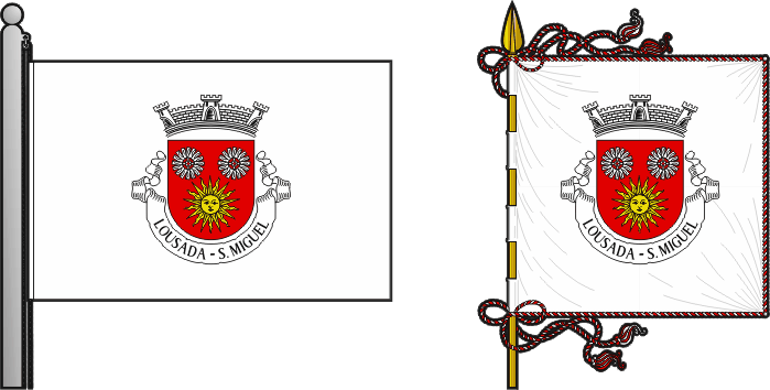 Bandeira e estandarte da antiga freguesia de Lousada (São Miguel) - Lousada (São Miguel) former civil parish, flag and banner Bandeira e estandarte da antiga freguesia de Lousada (São Miguel) - Lousada (São Miguel) former civil parish, flag and banner