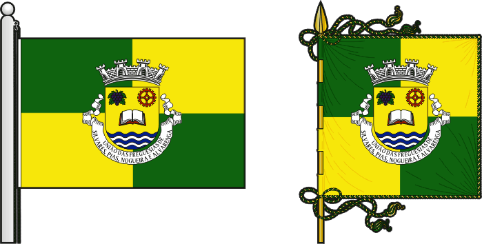 Bandeira e estandarte da União das freguesias de Silvares, Pias, Nogueira e Alvarenga - Silvares, Pias, Nogueira and Alvarenga civil parishes union flag and banner