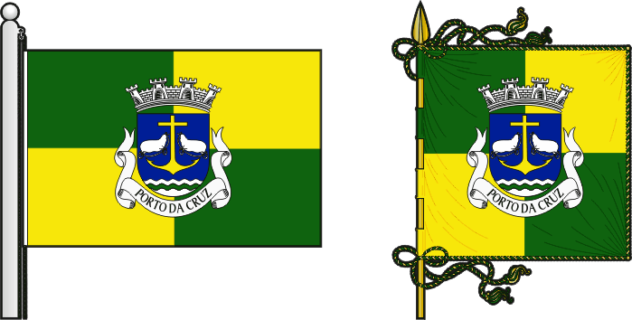 Bandeira e estandarte da freguesia de Porto da Cruz - Porto da Cruz civil parish, flag and banner Bandeira e estandarte da freguesia de Porto da Cruz - Porto da Cruz civil parish, flag and banner