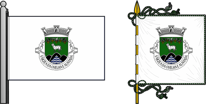 Bandeira e estandarte da antiga freguesia de Várzea da Ovelha e Aliviada - Várzea da Ovelha e Aliviada former civil parish, flag and banner
