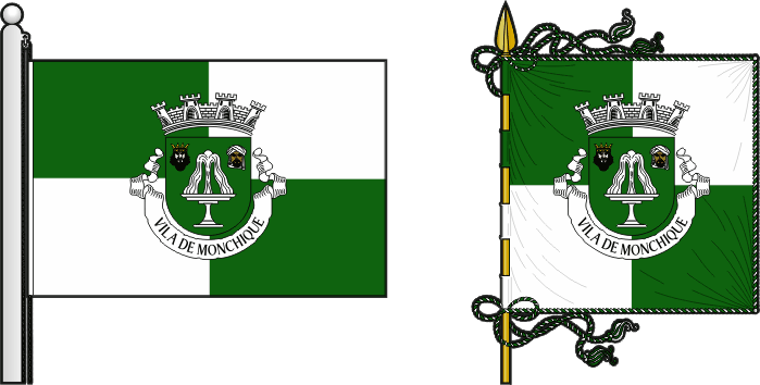 Bandeira e estandarte do Município de Monchique - Monchique municipal flag and banner Bandeira e estandarte do Município de Monchique - Monchique municipal flag and banner