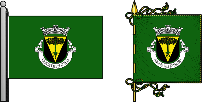 Bandeira e estandarte da freguesia de Foros de Vale de Figueira - Foros de Vale de Figueira civil parish, flag and banner