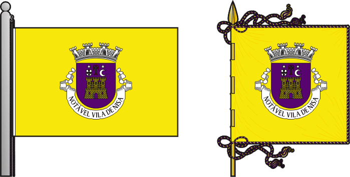 Bandeira e estandarte do Município de Nisa - Nisa municipal flag and banner