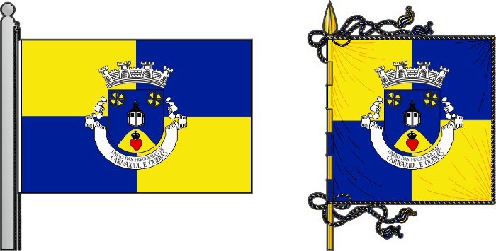 Bandeira e estandarte da União das freguesias de Carnaxide e Queijas - Carnaxide and Queijas civil parishes union, flag and banner